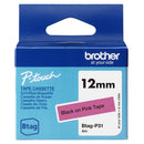 FITA DOMÉSTICA BTAG P31 PRETO SOBRE ROSA, LARGURA: 12 MM. COMPRIM