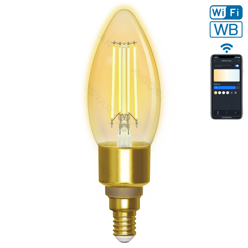 LÂMPADA DE FILAMENTO INTELIGENTE WI-FI WB C35 E14 (ÂMBAR)