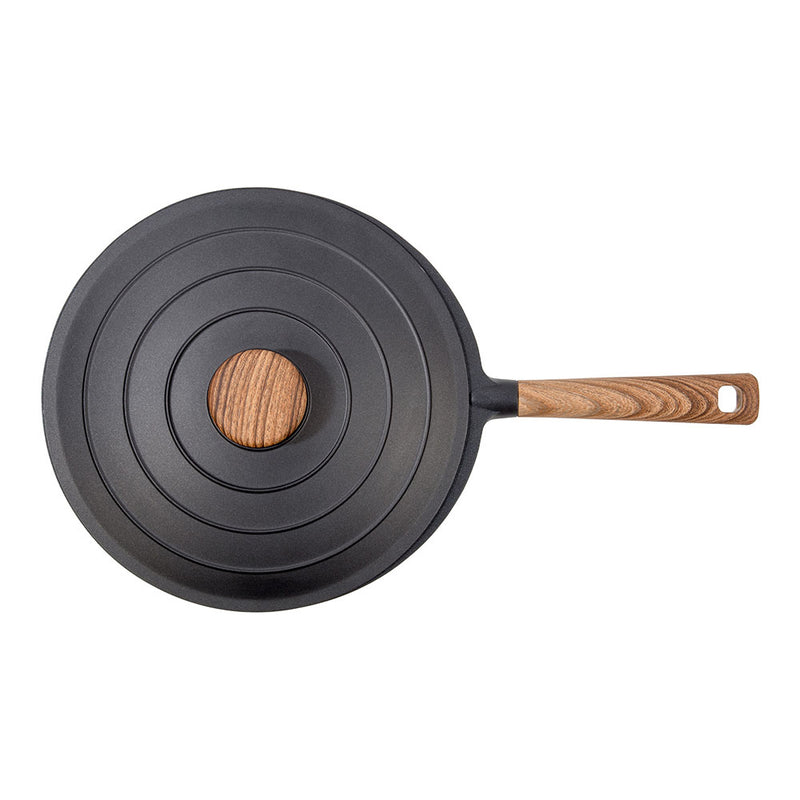 FRIGIDEIRA WOK DE ALUMÍNIO FUNDIDO COM CABO COR MADEIRA 30CM NATU