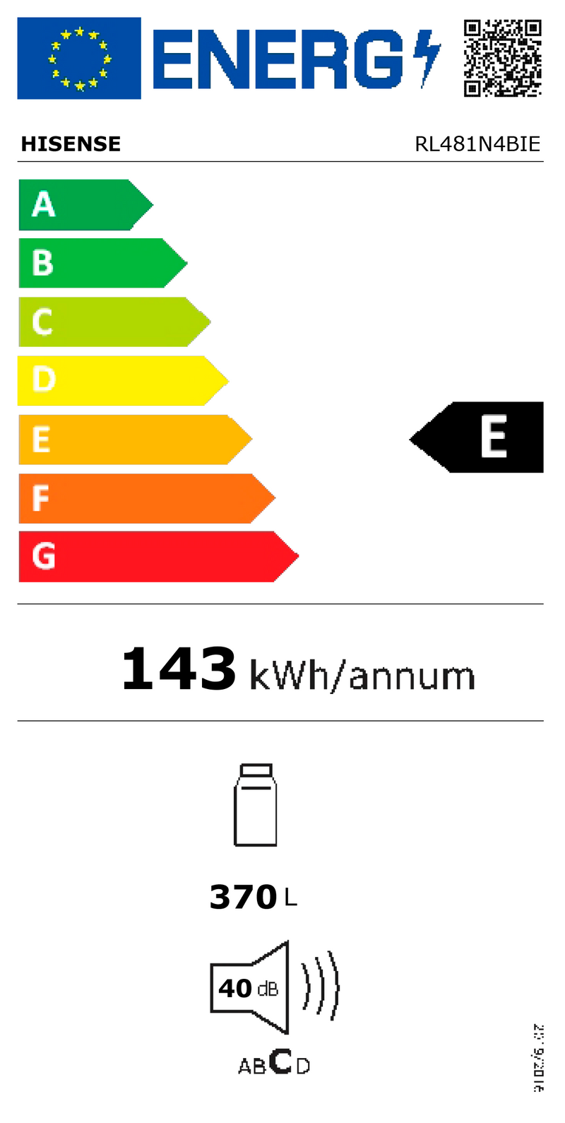 HISENSE - FRIGORÍFICO 1 PORTA RL481N4BIE