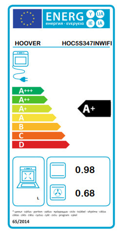 FORNO DE ENCASTRE HOOVER HOC5S347INWIFI HIDROLÍTICO 70L