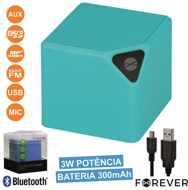 COLUNA BLUETOOTH PORTÁTIL 3W USBSDAUXFMBAT AZUL