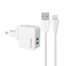 CARREGADOR 2XUSB-A+CABO USBLIGHTNING LDNIO BRANCO