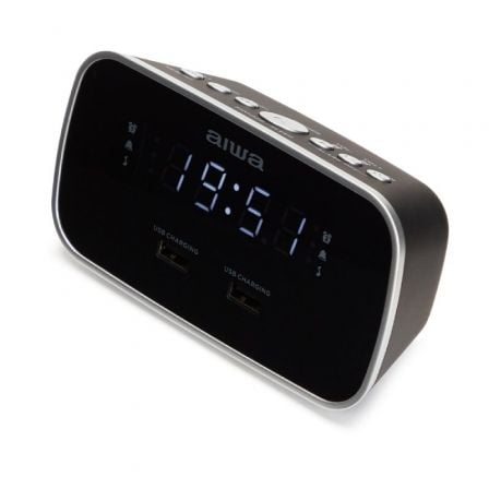 RADIO RELOJ AIWA CRU19BK FM ALARMA DUAL DOBLE USB