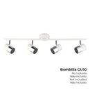 CANDEEIRO DE TETO HALOGÉNIO 4 FOCOS COR CROMADO+BRANCO OSSO GU-10