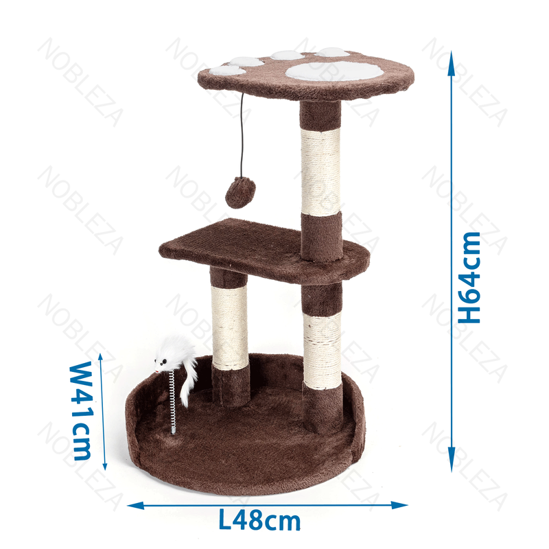 ÁRVORE DE GATOS DE CAMADA DUPLA EM FORMA DE PATA DE GATO COM BRIN