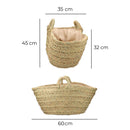 CESTO DE ESPARTO COM FORRO PARA LENHA 60X35X45CM OVAL