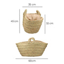 CESTO DE ESPARTO COM FORRO PARA LENHA 60X35X45CM OVAL