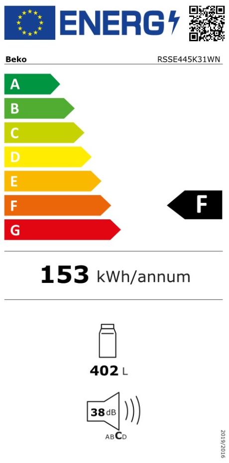 BEKO FRIGORIFICO 1 PORTA 1,85X0,595X0,655MT 445LT (F)