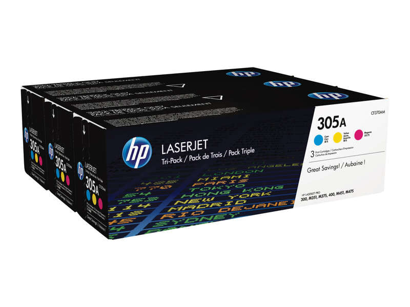 HP 305A CYM TRI-PACK LASERJET TONER CARTRIDGE