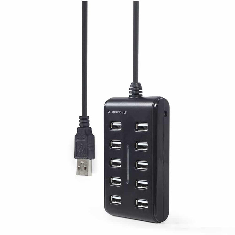 HUB USB 2.0 GEMBIRD COM 10PORTAS USB 2.0  PRETO