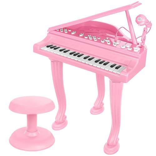 PIANO DE CAUDA ELETRÓNICO C/ MICROFONE P/ CRIANÇAS - ROSA