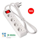 EXTENSÃO COM 4 TOMADAS T/TL 16A 2P+T TIPO F + INTERRUPTOR 3M Ø3X1