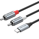 CABLE ESTÉREO VENTION BIKHF USB TIPO-C MACHO - 2X RCA MACHO 1M GR