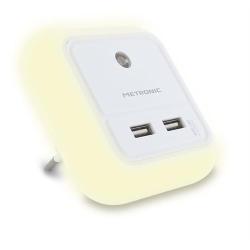 METRONIC CARREGADOR 2 X USB + SENSOR DE LUZ