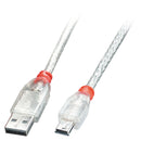 Lindy 41782 cabo USB 1 m USB 2.0 USB A Mini-USB B Transparente