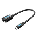 CABO USB 2.0 VENTION CCUBB MICROUSB MACHO - USB FÊMEA 15CM PRETO