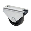 RODA FIXA COM PLACA E EIXO LISO COM DUAS FIXAÇÕES, COR PRETO, CAR