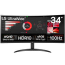 MONITOR PROFESIONAL ULTRAPANORÁMICO CURVO LG 34WR50QK-B 34" WQHD