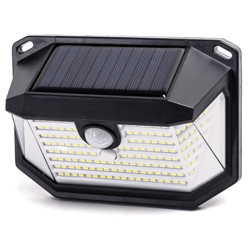 LED SOLAR MOTOR SENSOR LUZ DE PAREDE DE TRÊS LADOS PRETO 6500K PR