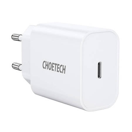 CARREGADOR DE REDE CHOETECH Q5004 EU USB-C, 20W (BRANCO)