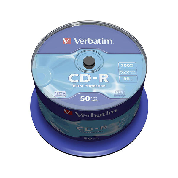 VERBATIM CD-R 52X 700MB 80MIN EXTRA PROT BOBINE (CAKE) PACK 50