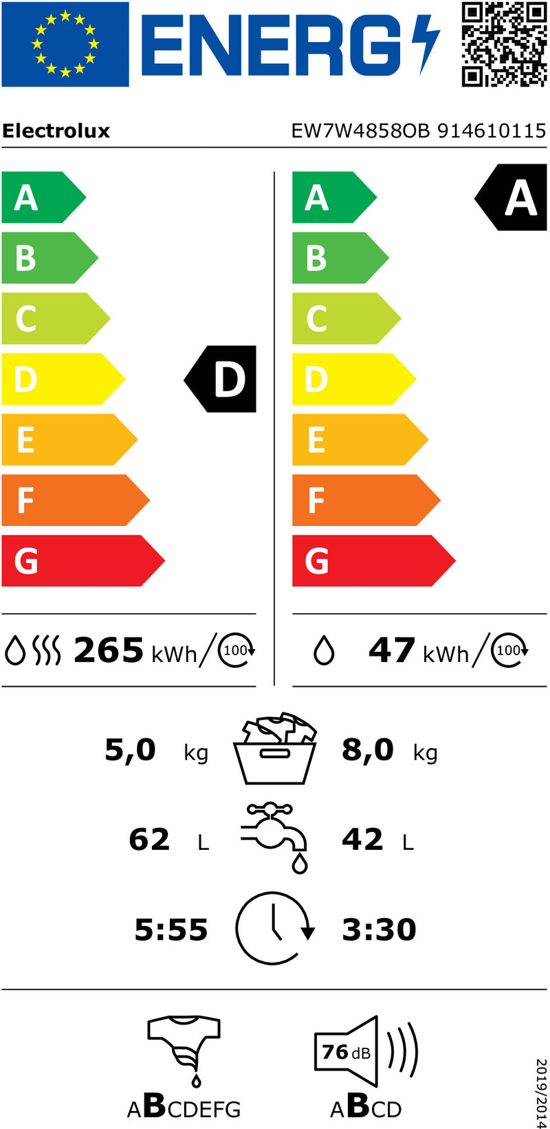 MÁQUINA LAVAR E SECAR 8KG ELECTROLUX EW7W4858OB