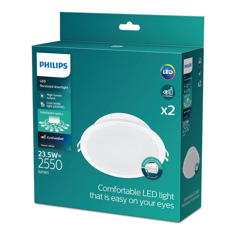 PACK 2UN MESON DOWNLIGHT BRANCO, Ø215MM, 23,5W 4000K 2550IM. PHIL