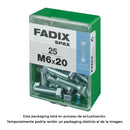 CAIXA M 25 UNID. PARAFUSO METRICO CAB HEX+PORCA ZINCO M 6X20MM FA