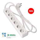 BASE MÚLTIPLA 6 TOMADAS T/TL 10/16A TIPO F 3M. 3X1,5MM