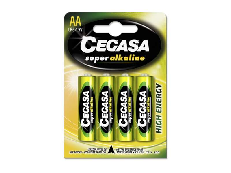 CEGASA SUPER ALKALINE PACK DE 4 PILAS LR6 AA -  ALTO RENDIMIENTO