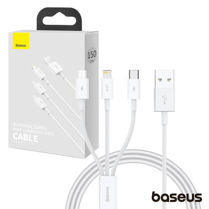 CABO USB-A 2.0 MACHO P LIGHTNINGUSB-CMICROUSB 3.5A BASEUS