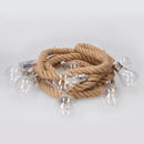 CORDA DE JUTA A PILHAS FIXA 10 LÂMPADAS COM 3 LED CADA UMA.BRANCO