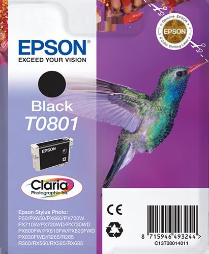 Epson Hummingbird Tinteiro Preto T0801 Tinta Claria Photographic