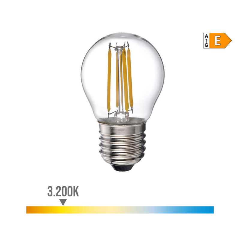 LÂMPADA ESFÉRICA COM FILAMENTO LED E27 4W 500LM 3200K LUZ QUENTE