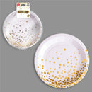 PRATO EM CARTÃO Ø22,5 CM, BRANCO / OURO. 10 UNIDADES