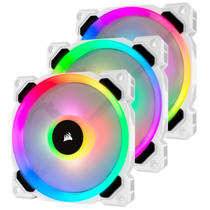 LL SERIES, LL120 RGB WHITE, 120MM DUAL LIGHT LOOP RGB LED PWM FAN