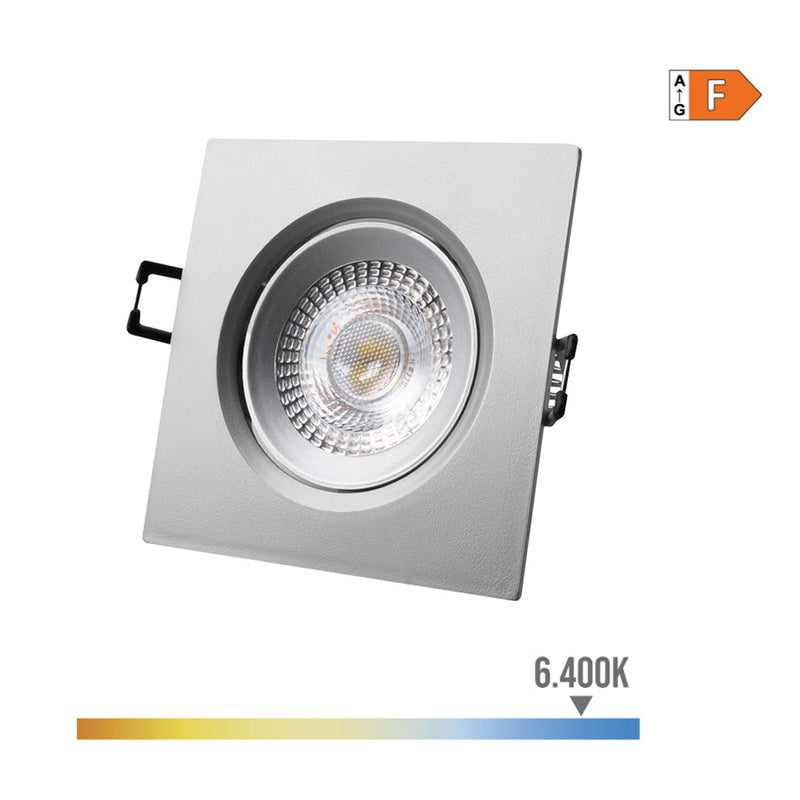 DOWNLIGHT LED QUADRADO DE ENCASTRAR 5W 6400K LUZ FRIA ARO CROMADO