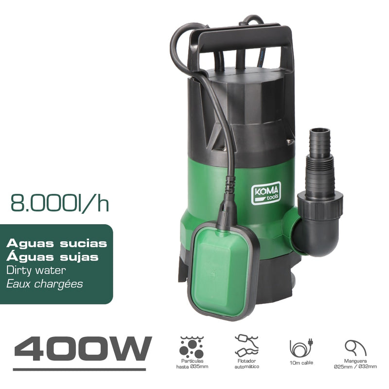 BOMBA SUBMERSÍVEL PARA ÁGUA SUJA 400W