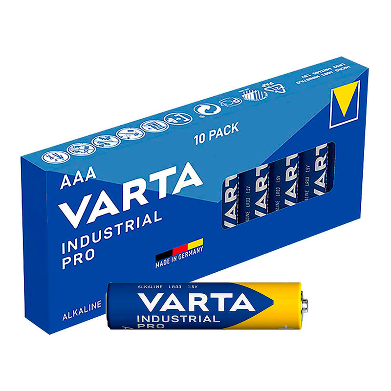 PACK DE 10 PILHAS AAA LR03 VARTA INDUSTRIAL PRO Ø10,5X44,5MM