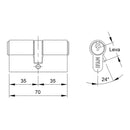 CILINDRO F5S3030N NÍQUEL 60MM (30+30MM) CAM LONGO 15MM. COM 3 CHA