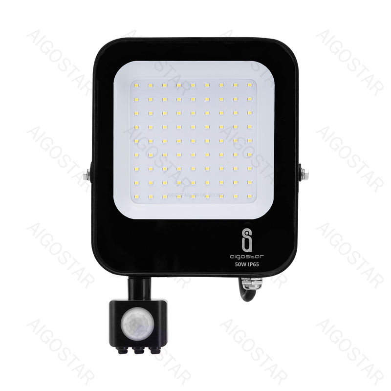 HOLOFOTE LED COM SENSOR PRETO 50W