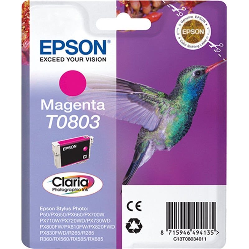 Epson Hummingbird Tinteiro Magenta T0803 Tinta Claria Photographi