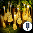 LUZES DE CORDA DE FORMA DE CHUVA SOLAR, BRANCO QUENTE, 2M+10M