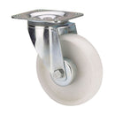 RODA GIRATÓRIA POLYAMIX COM PLACA E EIXO LISO, BRANCO, CARGA MÁX.