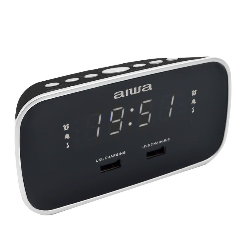 RADIO RELOJ AIWA CRU19BK FM ALARMA DUAL DOBLE USB