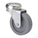 RODA GIRATÓRIA COM FURO E EIXO LISO, COR CINZA, CARGA MÁX. 15 KG,