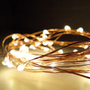 GRINALDA BRANCO QUENTE 40 LEDS A PILHAS COM CABO ARAME COBRE IP20