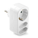 ADAPTADOR TRIPLO MISTO: 2 X 2P 10A E SCHUKO 2P+T 16A 250 V, BRANC