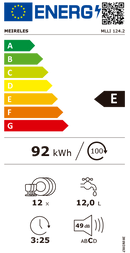 MÁQUINA DE LAVAR LOUÇA DE ENCASTRE MEIRELES.4P.12TAL.LED-MLLI124.